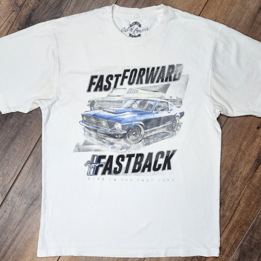 Out of bounds Mustang Fast back Tee shirt white size Large